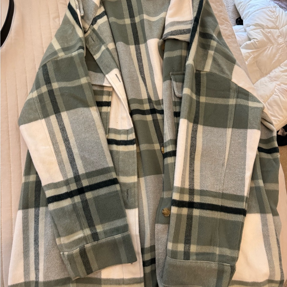 Banana Republic Green and Cream Plaid Jacket